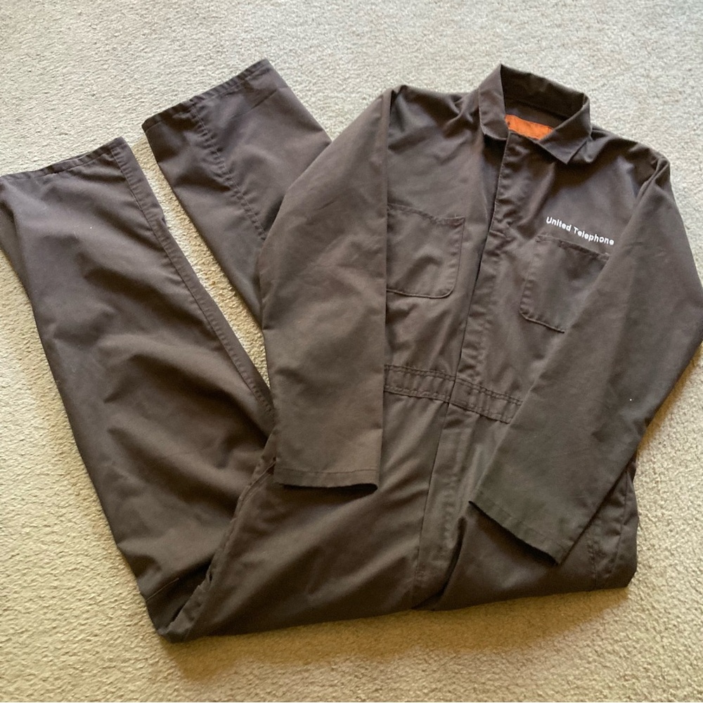 VTG United Telephone Brown Zip Up Service Coveralls Jumpsuit Uniform Men’s Sz 44